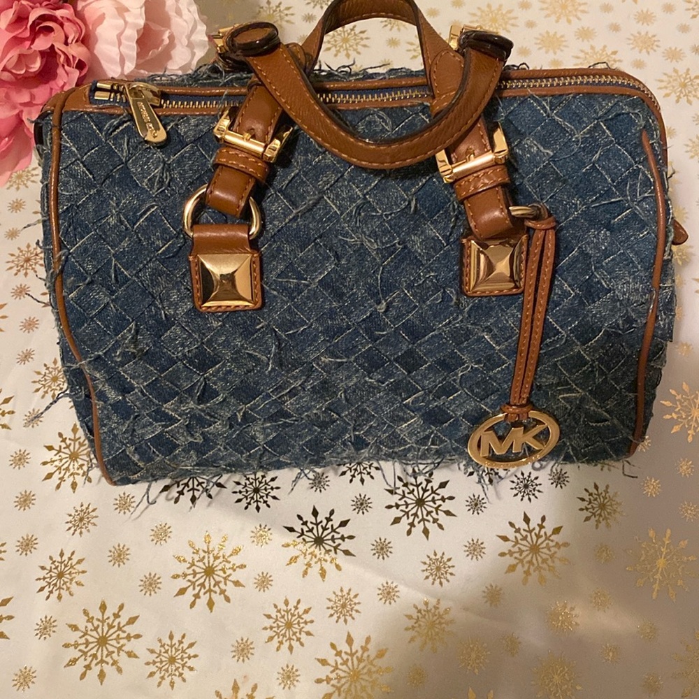 Michael Kors Greyson Satchel 
DENIM 💙…Beautiful Blue 
Brown Handle Accents 🤎